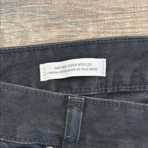 Women's Black Wide-Leg Jeans Mid RISE BLACK SIZE 17 R - Picture 3 of 6